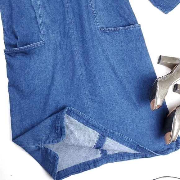 New J. Jill Denim Sheath Chambray Midi Dress Size XS - Picture 2 of 14